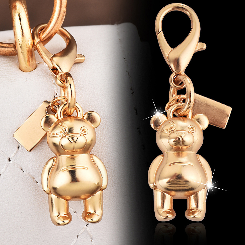 Car Key Pendant High-End Bag Accessories Gold Color Bear Cherry Clover Butterfly Backpack Ornaments