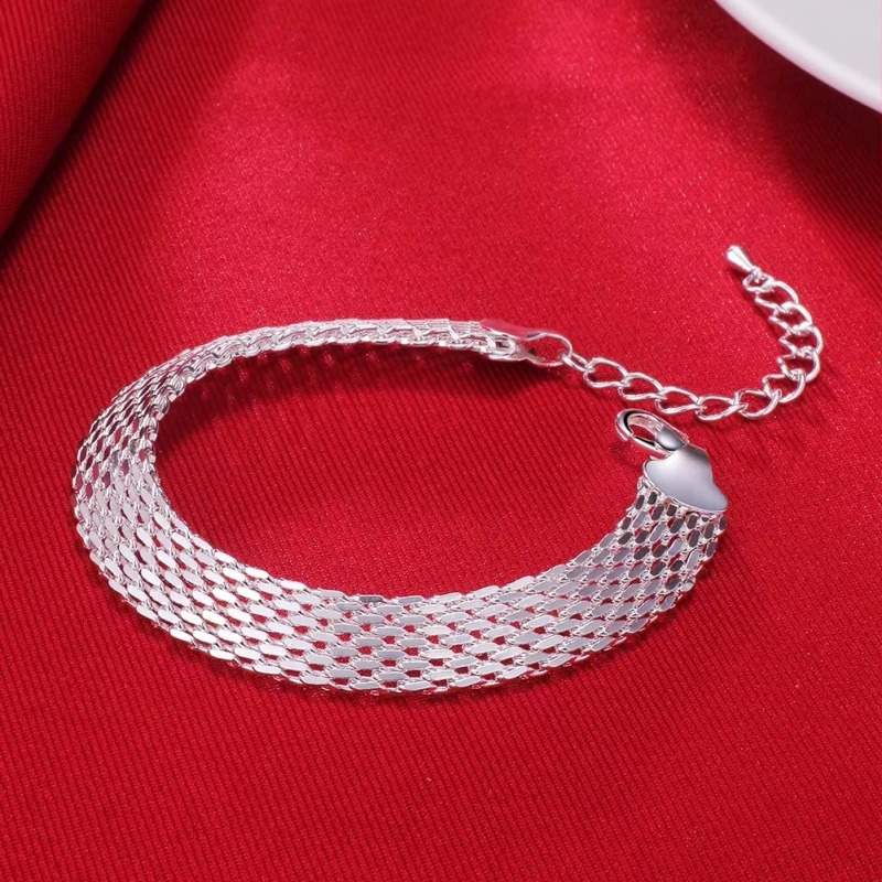 925 Sterling Silver Bracelets For Women Exquisite Fashion Weaving Chain Wedding Party Christmas Gifts Jewelry 260128