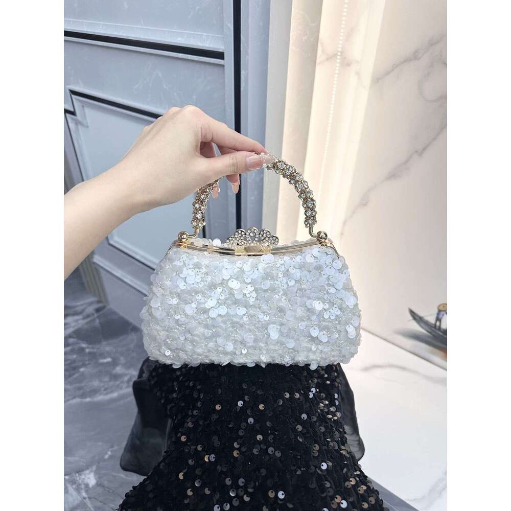 Hot Selling European And American Wedding High End Light Luxury Sequin Beaded Handbag Foreign Trade Dress Party Handmade Evening Bag