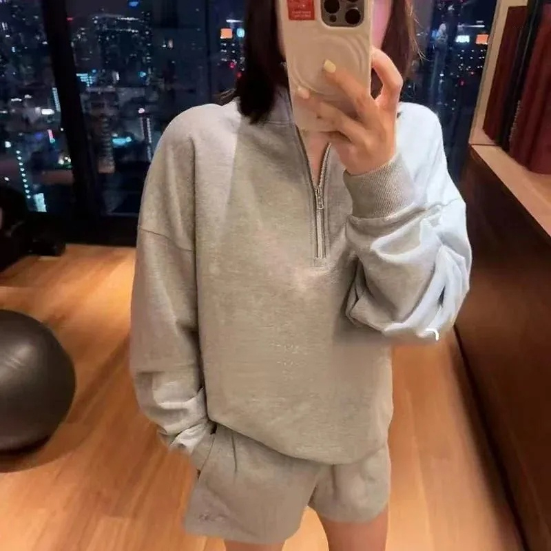 Women's Hoodies Women Spring Basic Hoodie Outdoor Fashion Half Zipper Pullovers Autumn Solid Casual Pocket Long Sleeve Sweatshirt Black Tops