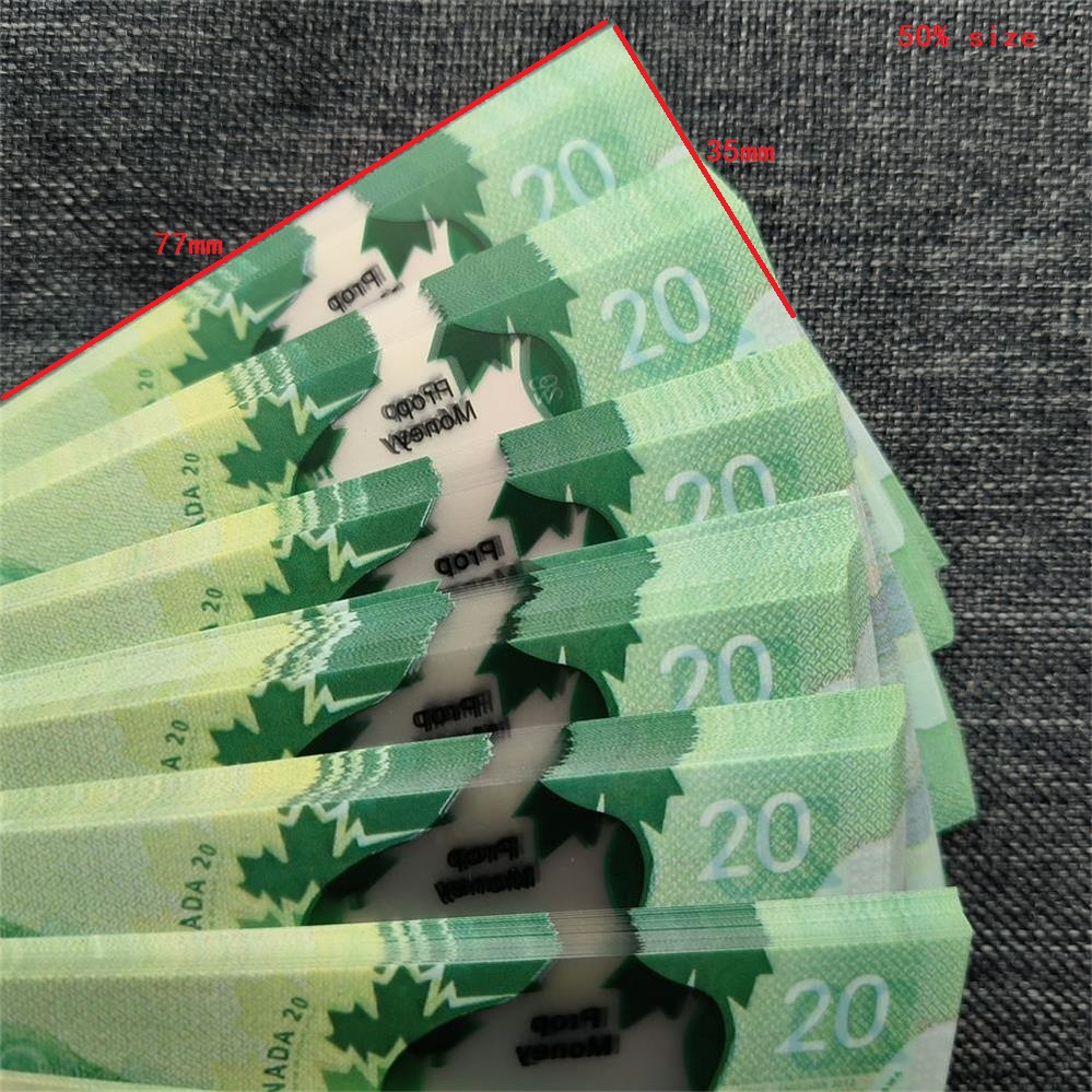 5A Hot Selling Game Money ULTRATHIN 0.08mm Prop Money Canadian Dollar Polymer CAD With Matt Effect For Party Thanksgiving Wedding Easter Decorations 76*35mm 50% Size
