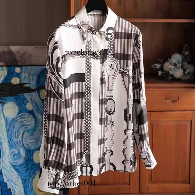 S-4Xl Luxury Women New In Brand Design Satin Shirt Long Sleeve Lapel Single-Breasted Print OL Blouse Camisas