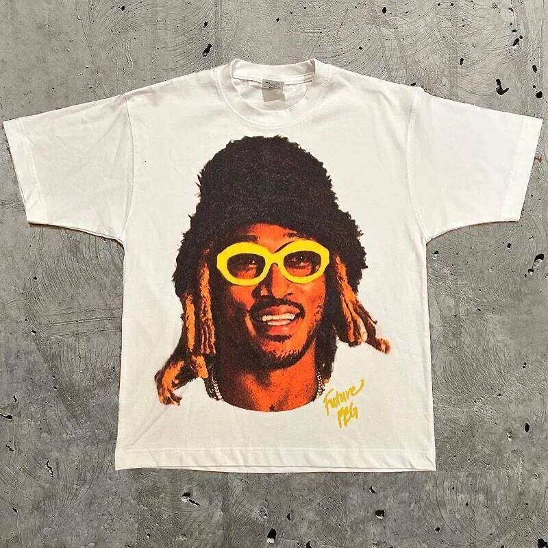 Short Sleeved Round Neck Y2k Tshirt Men Clothing New in Top & Tees Mens T-Shirt Europe and The United States Portrait Printed X260209