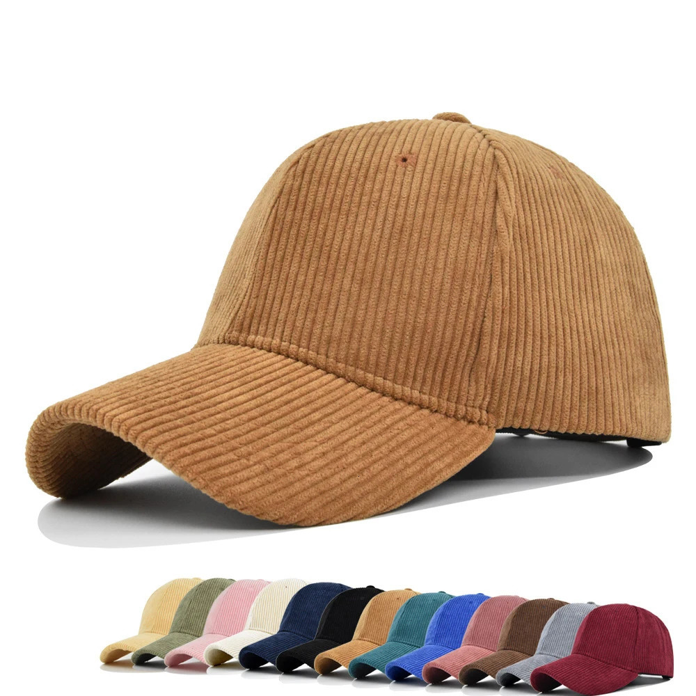 Solid color corduroy ins baseball cap Korean version versatile face enhancing small curved eave street duckbill cap 260204