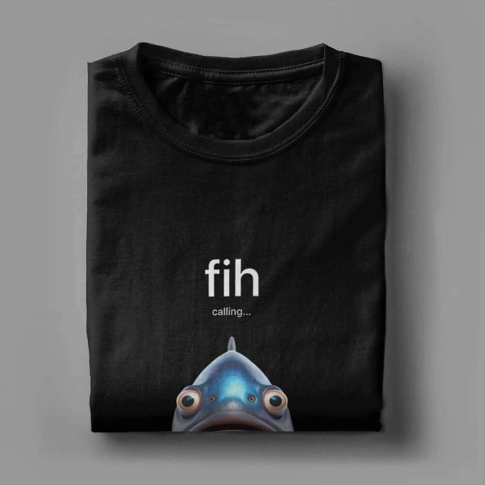Men's T-Shirts Fih Calling Remind Me Message Funny 100% Cotton Tees Short Sleeve T Shirts Crewneck Clothes Birthday Gift X260209