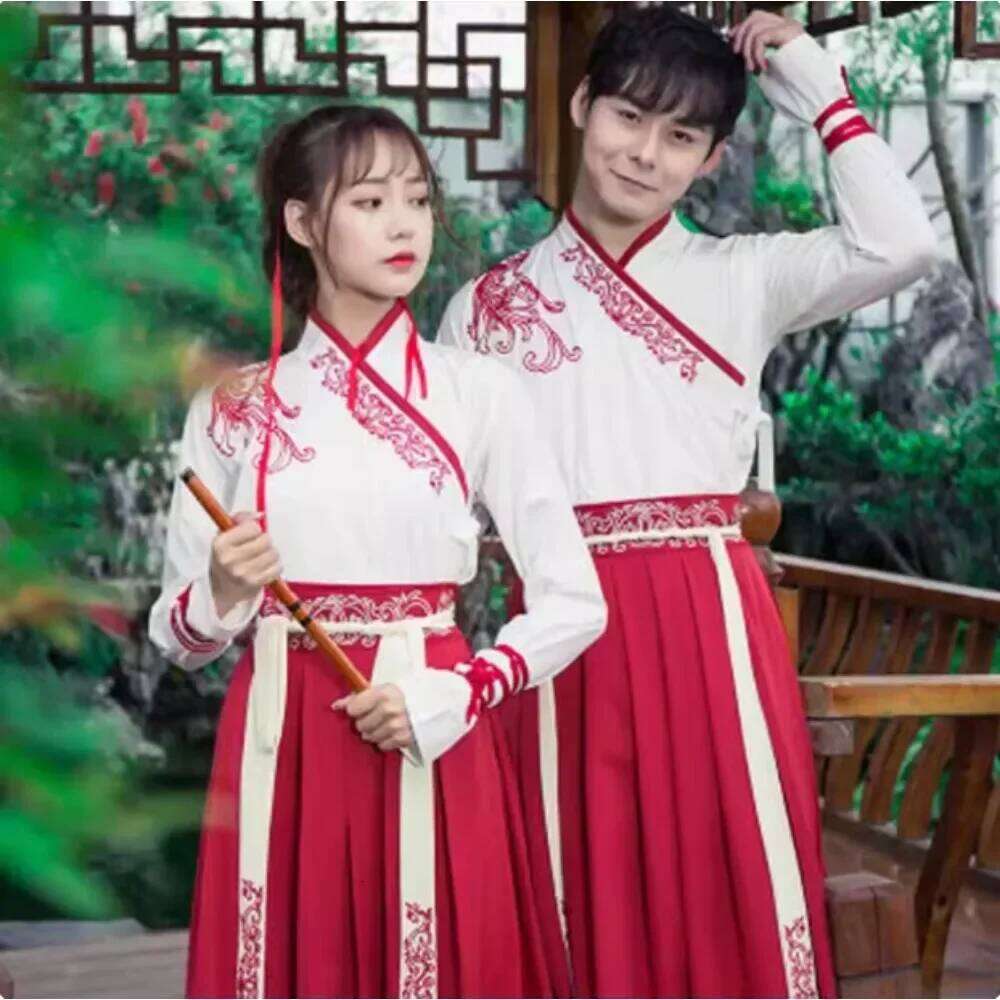 2 Piece Set Suit Traditional For Men Clothing Vintage Cosplay Chinese Hanfu Dress Embroidery Women Clothes Ethnic Style