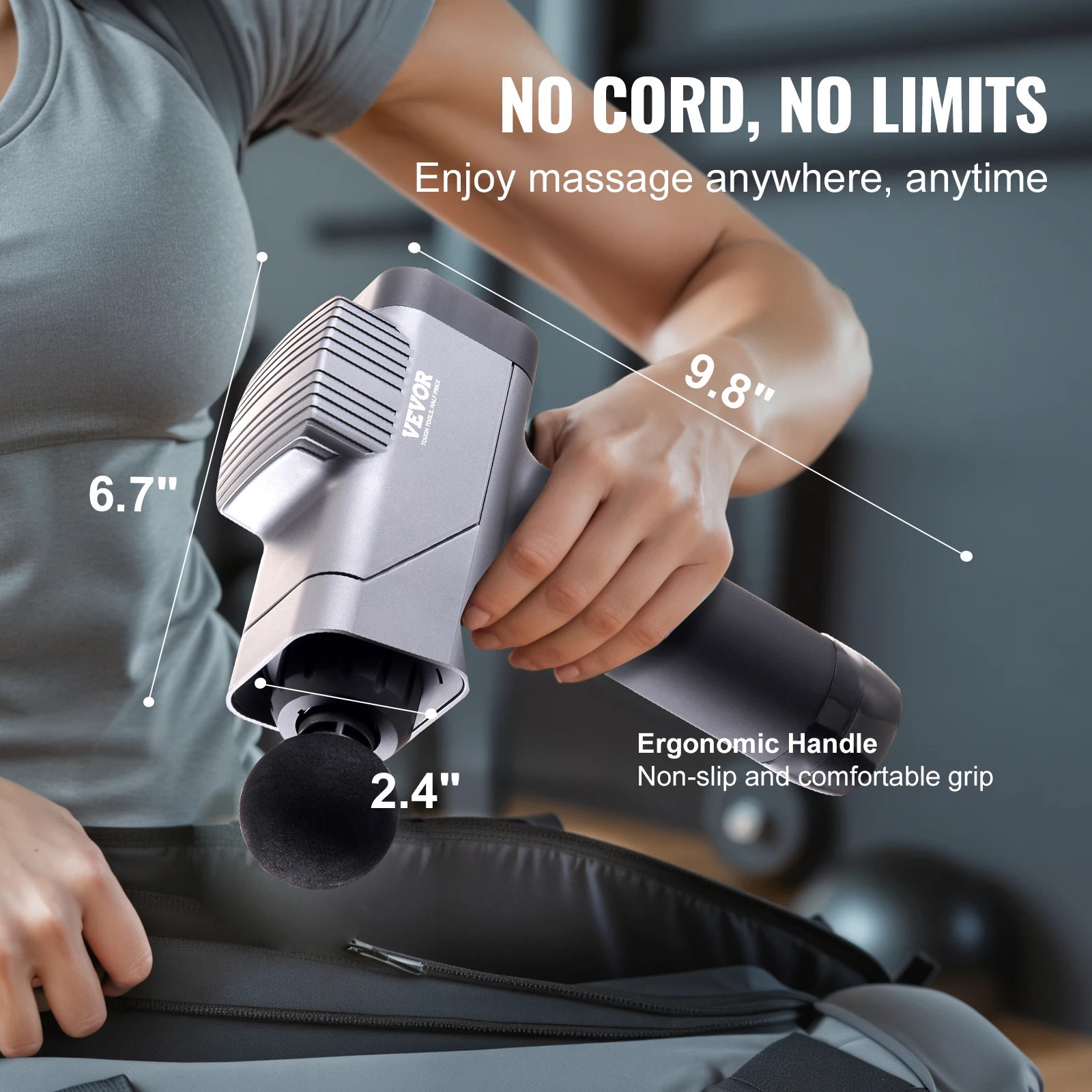 SucceBuy Massage Gun Deep Tissue Percussion Muscle Massager for Athletes w/ 8 Speed Levels 6 Massage Heads 16V 2500mAh Batteries 260129