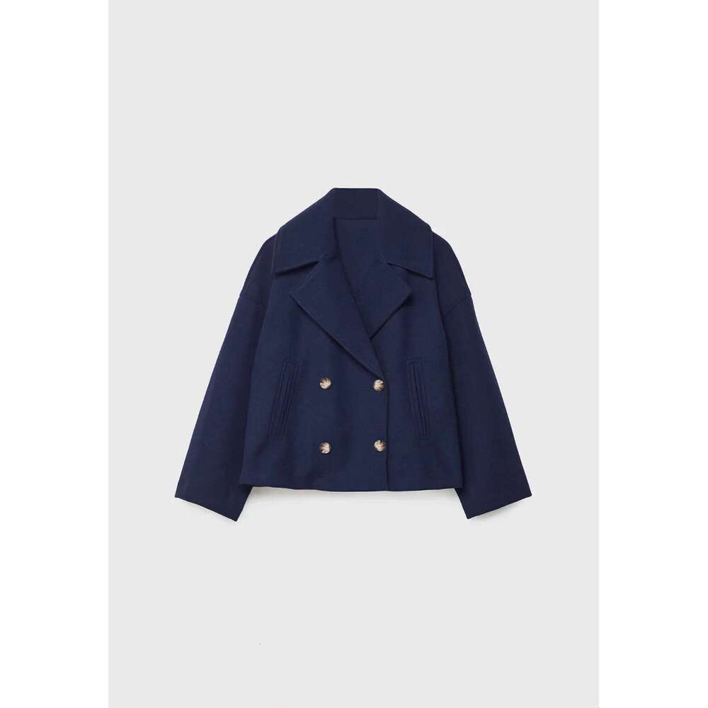 New autumn coat, European and American style, fashionable, simple, versatile, double-breasted women's woolen coat
