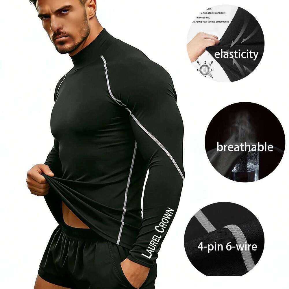 Fitness T-shirt Men Long Sleeve Training Shirts Running Compression Skinny Tops Muscle Workout Clothing 26Y0209