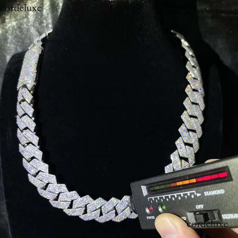 Pass Dia Test Cuban Link Chain 20mm 4 Rows with GRA VVS Moissanite Necklace Sier for Rapper Hip-Hop Jewelry Men 27