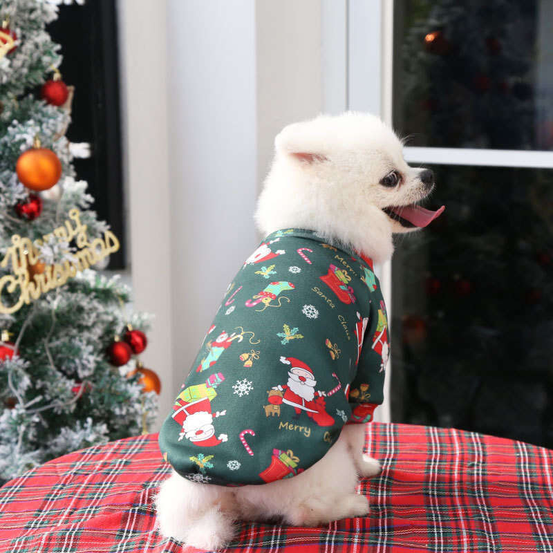 Medium And Large Dog Teddy Bichon French Bulldog Clothes Fleece Christmas Print Cat Hoodie Winter Pet Supplies