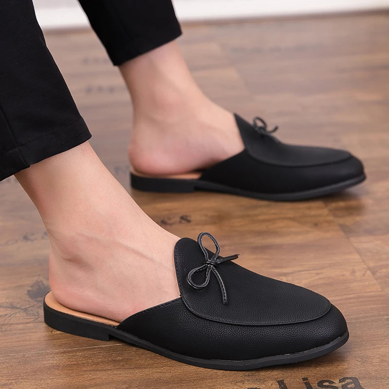 Classic Men Half Slippers Lightweight Leathe Muller Shoes Loafers Male Comfy Flats Lazy Soft Handmade Casual Footwear 260126