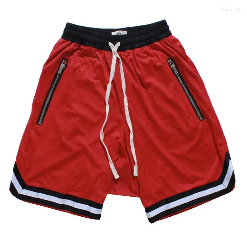 Men's Shorts Basketball Zipper Pockets Outdoor Men Sporting Beaching Bottoms Soccer Traning Bodybuilding Breathable Gym Running
