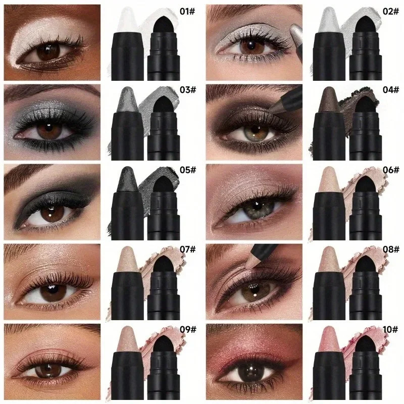 Metallic Eyeshadow Stick Double EndedShimmer Highlighter Pigment Pearlescent Silkworm Eyeshadow Pen Makeup 260126