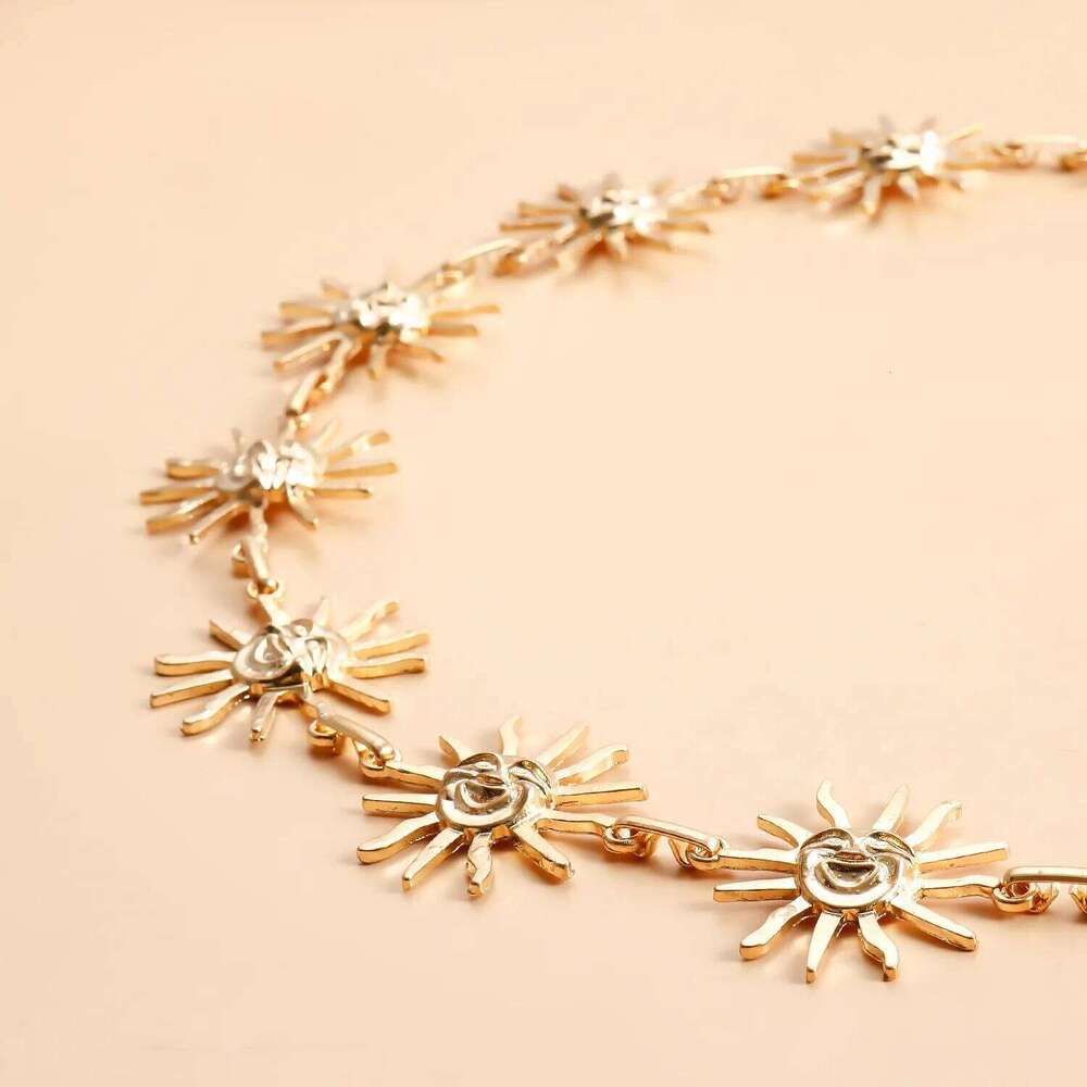 INS Miniature Metal Sun Body Chain - Versatile Dress Waist Accessory X260209