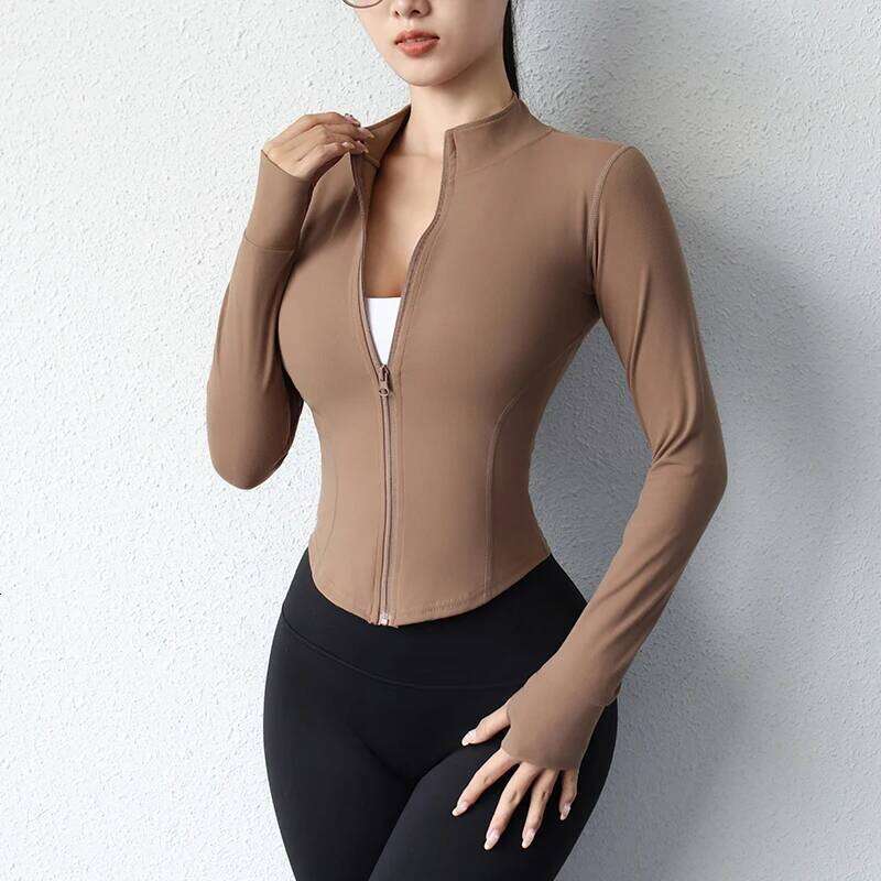 2024 New coat short sports women's fitness clothes slimming body sculpting zipper yoga 26Y0209