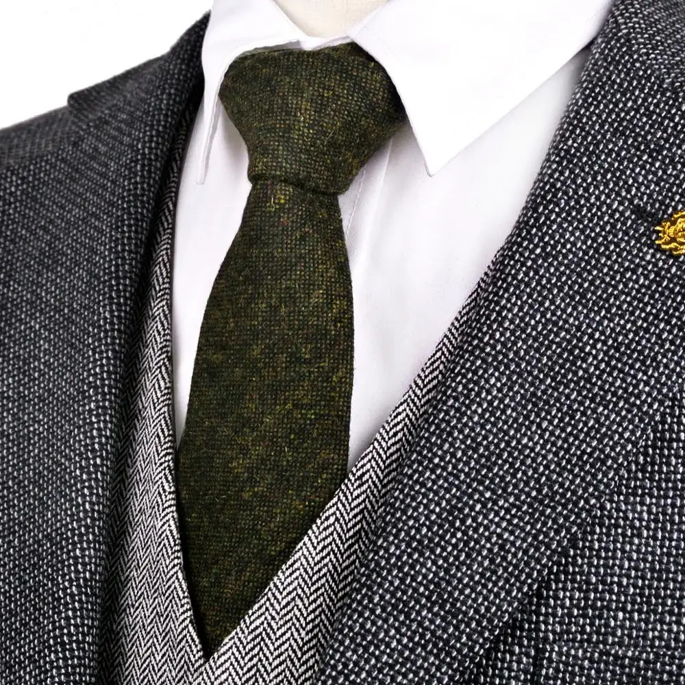 Checked Herringbone Tweed Solid Navy Blue Brown Camel Gray Grey Beige 276 Wool Mens Ties Neckties Formal Casual 260208