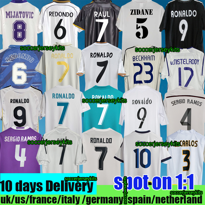 camiseta realmadrid Retro Soccer Jerseys MADRIDS Finals 05 06 07 Football Shirt GUTI BENZEMA SEEDORF CARLOS RONALDO KAKA ZIDANE Beckham Vintage men madridS retro