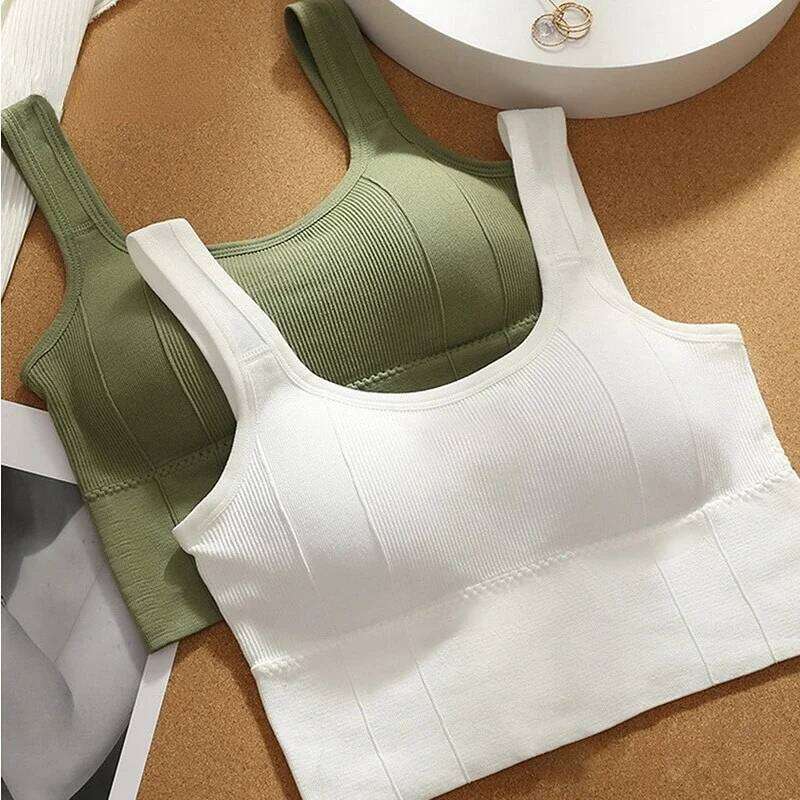 Women's No Steel Ring Gathered Underwear Summer New Breathable Inner and Outer Wear Vest Sports Top Woman Gym Sport Bra 26Y0209