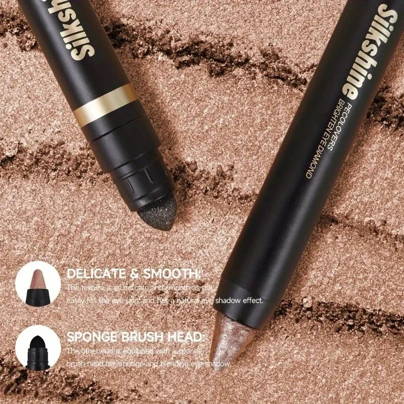 Metallic Eyeshadow Stick Double EndedShimmer Highlighter Pigment Pearlescent Silkworm Eyeshadow Pen Makeup 260126