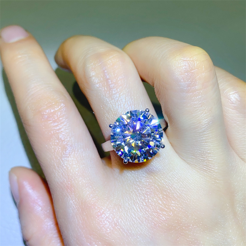 Choucong Wedding Rings Luxury Fine Jewelry Real 100% 925 Sterling Silver Round D Color VVS Large Moissanite Diamond Gemstones Party Eternity Women Bri