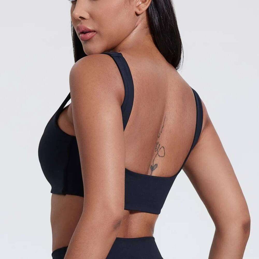 Solid Color Hollow shoulder straps Square collar Gym Yoga Underwear Women Fitness sport Bra Top Comprehensive Training pad 26Y0208