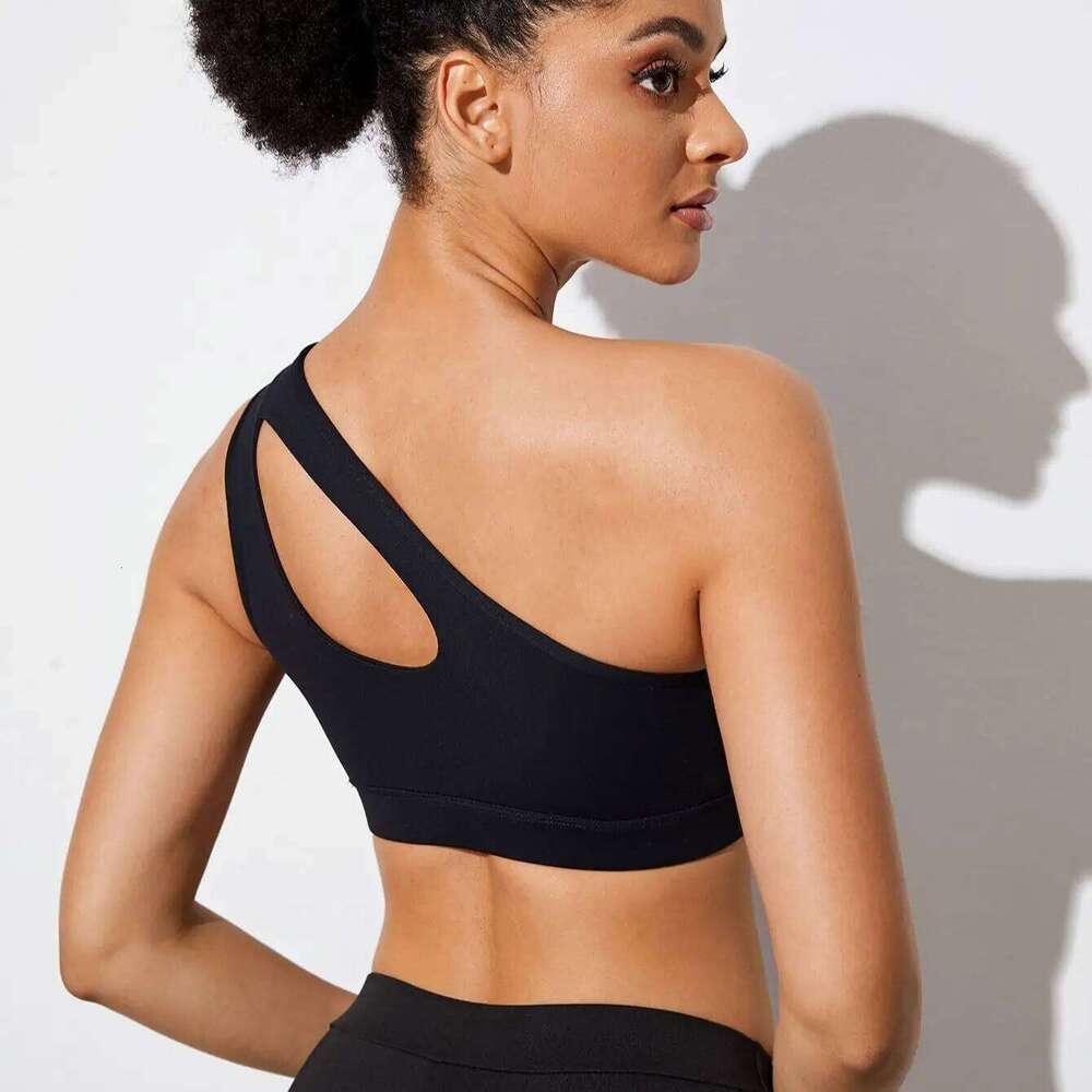 Women Sports Push Up Fitness Bras One Shoulder Shockproof Black White Yoga Running Bra Sexy Vest 26Y0208
