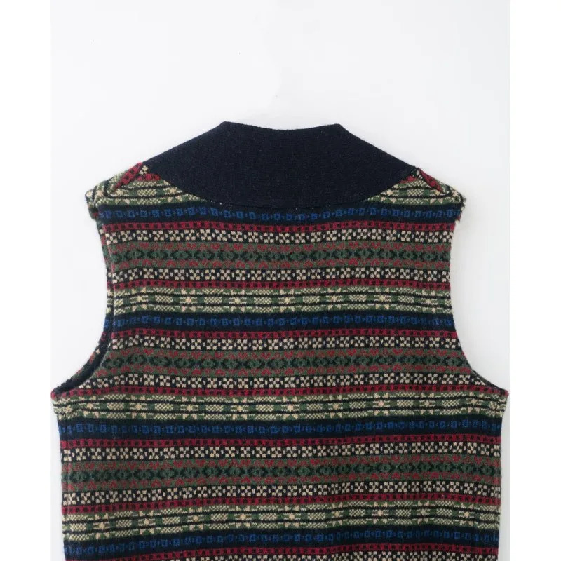 Women Wool Jacquard Knitted Vest Autumn Winter V Neck sleeveless Button Female Casual Fashion Waistcoat 260130
