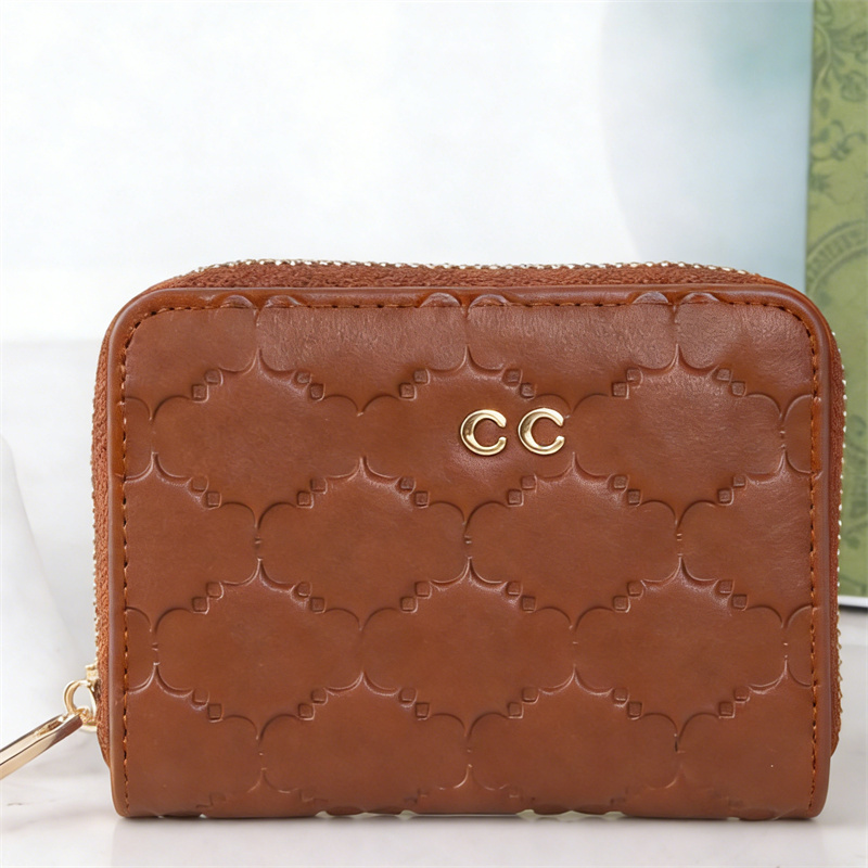 Designer Inspired Embossed Wallet Luxury Wallets Card Cash Purse Mens Women Zip Around Short Wallet 4 Colors Leather Purses With Gift Box