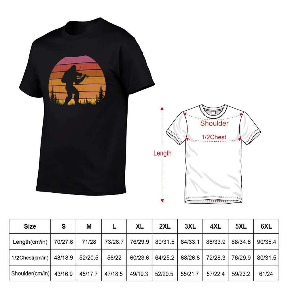 Lover Vintage luxury T-Shirt man t the shirt Sasquatch Music Sunset Violin Playing X260209