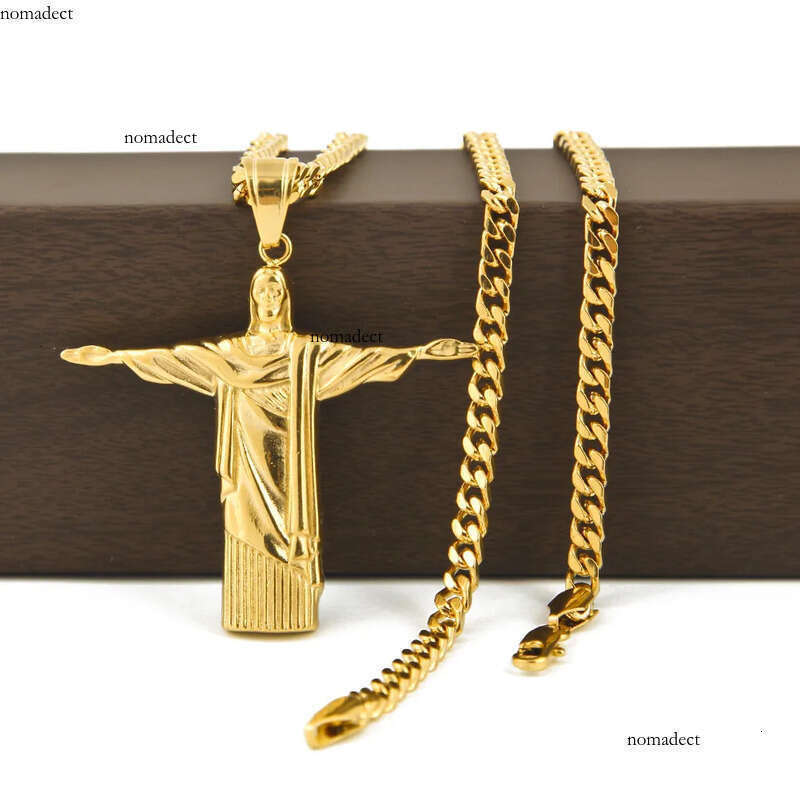 Mens Hip Hop Necklace Jewelry Fashion Stainless Steel JESUS Piece Pendant High Quality Gold Necklaces a2