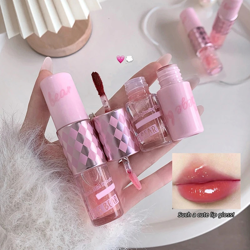 6Pcs Gege bear Velvet Mist Dewy Dual-Ended Lip Gloss Hydrating Lip Gloss 2-in-1 Layering 260129