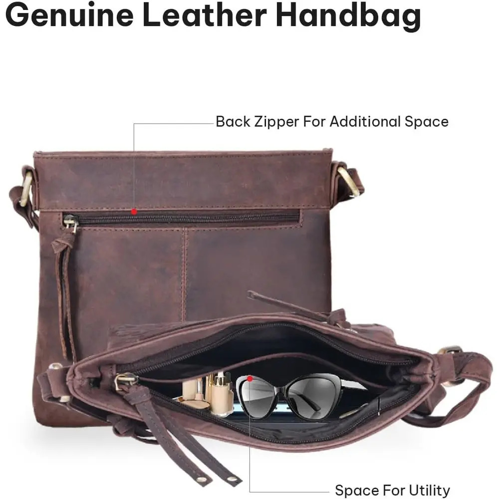 Genuine Leather Womens Crossbody Bag with Adjustable Strap Chic and Versatile Accessory 260208