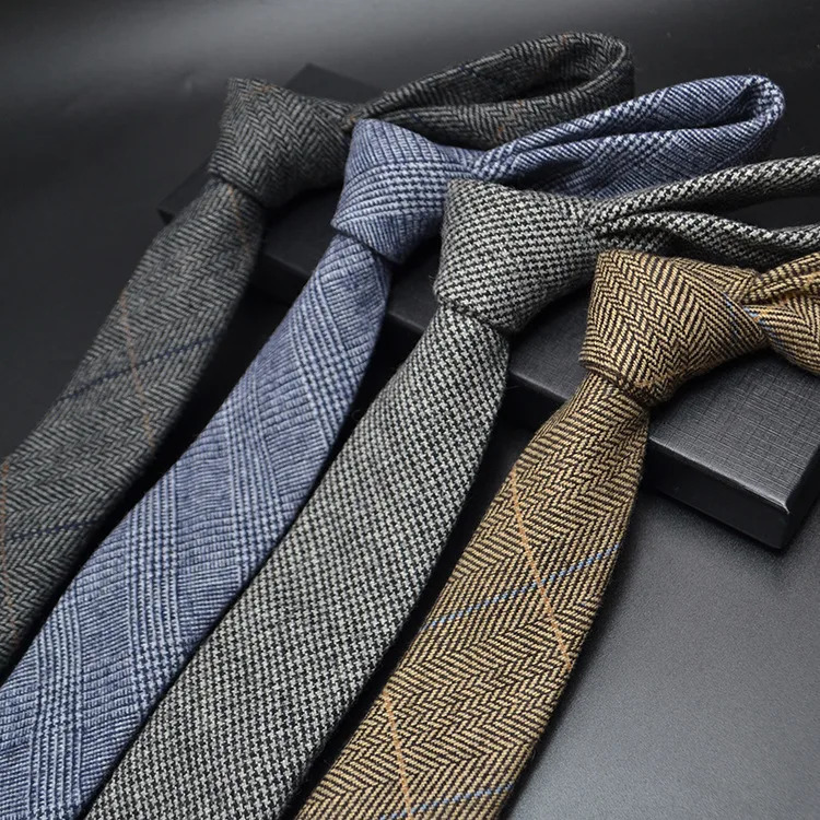 High quality Wool Narrow Tie For Male Work Casual Wedding Groom 6CM Neckties Neckwear Formal Neckcloth Groomsmen Ties men gifts 260208