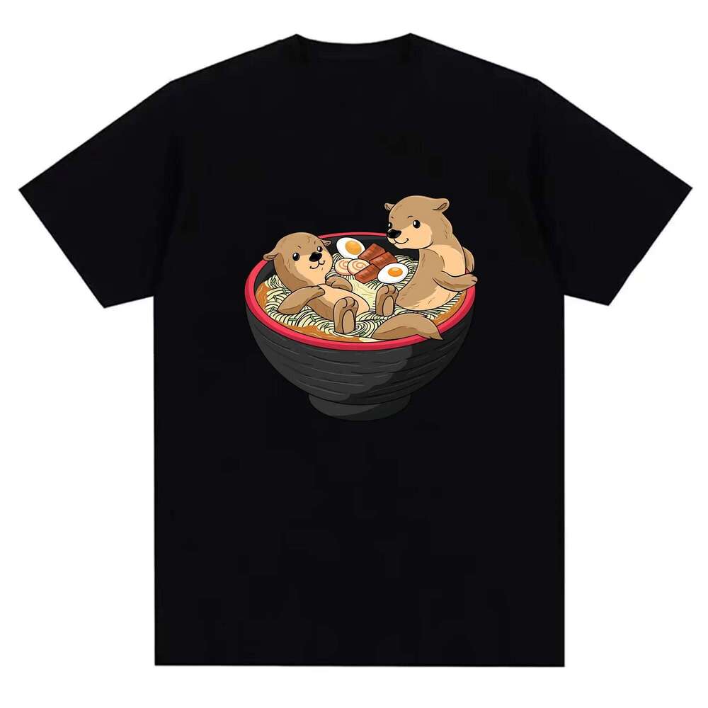 New Arrival Fashion Men's Graphic Print T-Shirt Adorable Eating Noodles Design 100% Cotton Breathable Casual Versatile Ult X260209