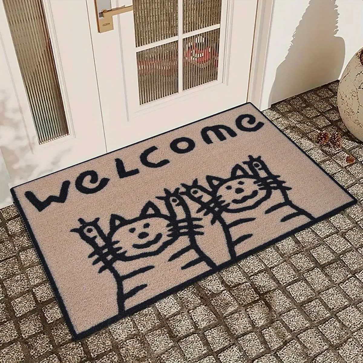 VIKAMA Cat Patterned Non Slip Wear Resistant Doormat For Hallways Corridors Kitchens Bathrooms And Balconies Home Decor Rug S260207