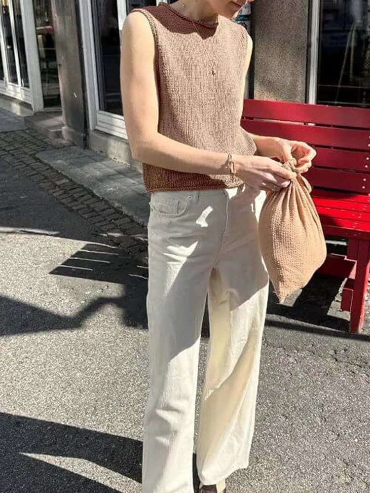 Womens roundneck woolen vest fashionable versatile and casual suitable for daily outings Only the is included 260130