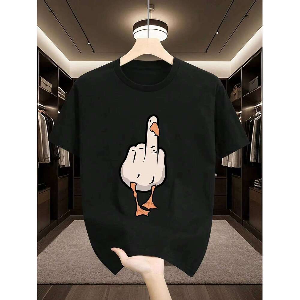 Men's Summer 100% Cotton High Quality Fashionable Casual Sports Loose Fun Pattern Printed Round Neck Short Sleeve T-shirt Top X260209