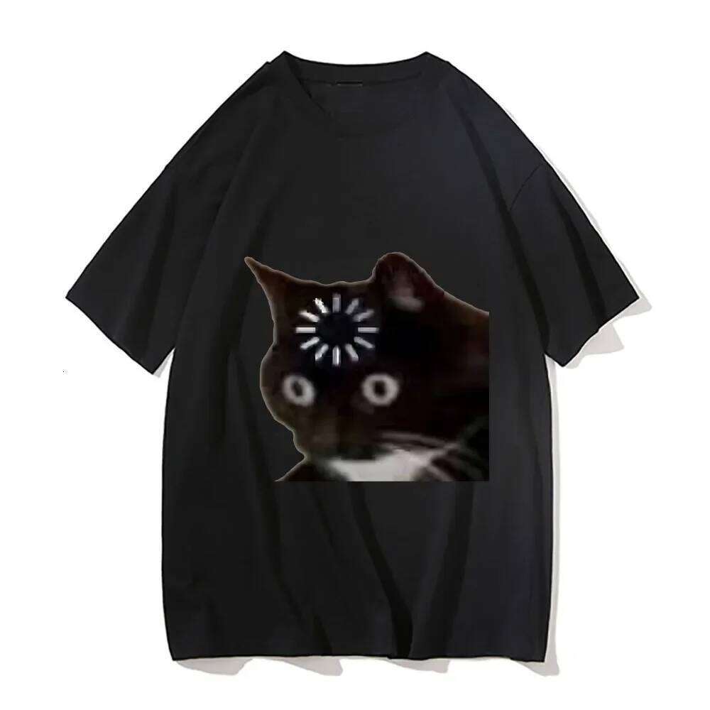 Funny Cat Emotion Print Loose T-shirt Kawaii Summer Fashion Short Sleeve Y2k Women's Clothes Aesthetic Outfits Graphic T Shirts X260209