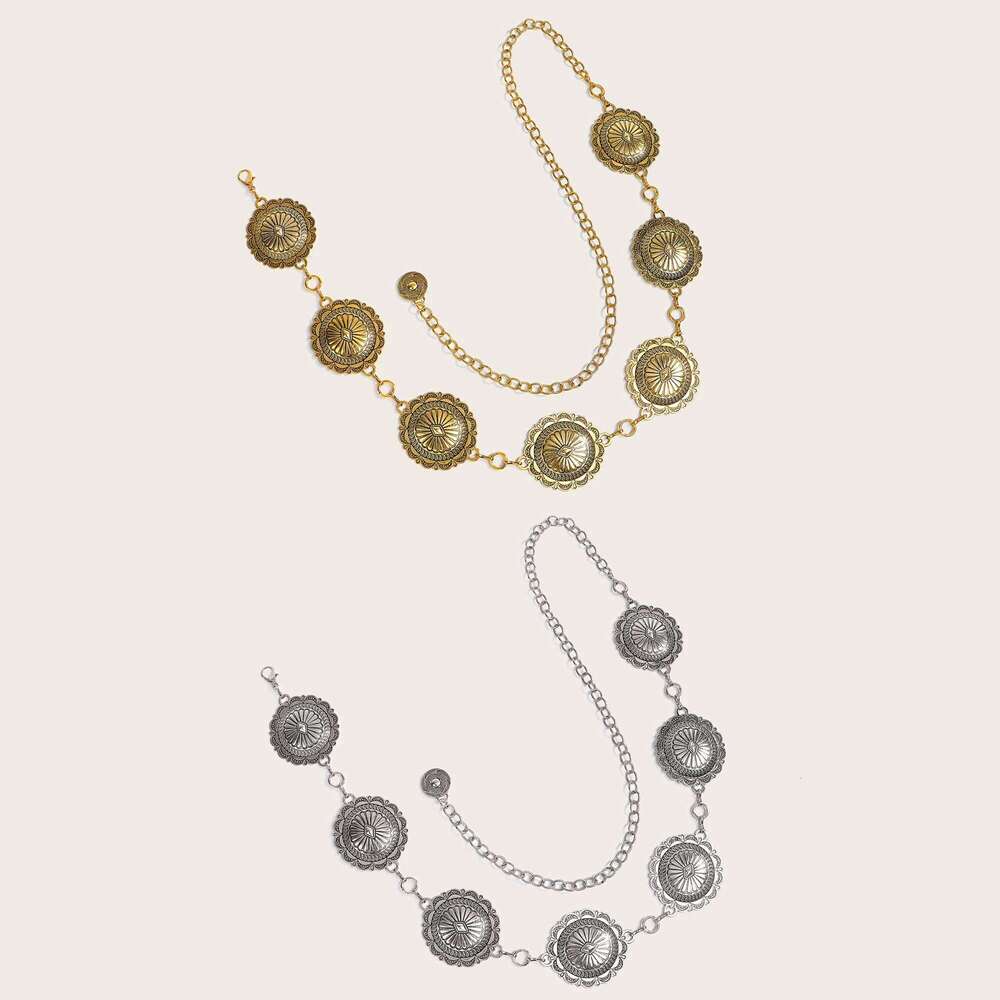 1 Piece Vintage Metal Women's Waist Chain Fashion Versatile Trendy Dress Belt Accessory X260209