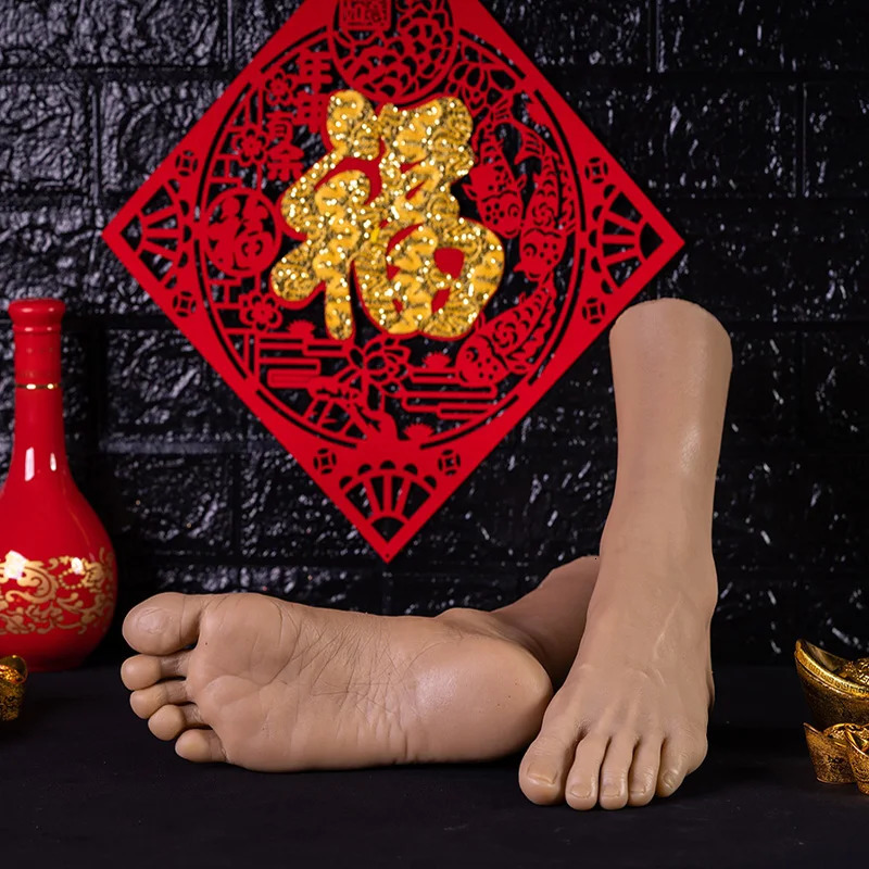 Strong Male Silicone Foot Model Simulation Male Mannequin Feet Nail Art Practice Manicure Pograph Shoes Sock Display 4601 260209