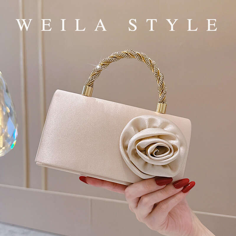 PU Glossy Flower Evening Bag For Women, Handheld Flap Structure, Light Luxury Party Sweet Socialite Wedding Clutch