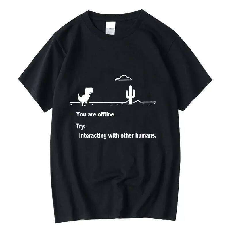 Men's High Quality 100% Cotton Funny Dinosaur Print T Shirt Loose O-neck Men Tshirt Short Sleeve T-shirt Male Tees Tops X260209