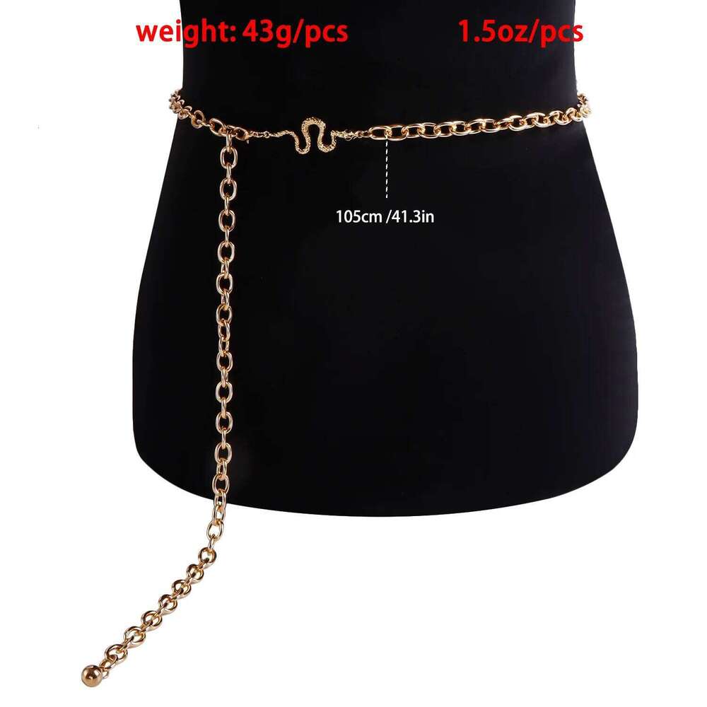 European American Personalized Single Layer Metal Snake Pendant Waist For Women Fashion Trendy Versatile Body Chain X260209