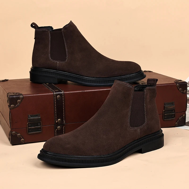 Mens Chelsea Boots Genuine Leather 2025 Autumn Winter Trend Thicksoled Men Ankle Allmatch Marton 260208