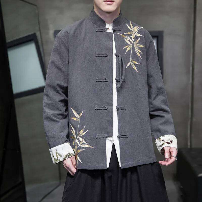 Mardi Hefxessdr Man Embroidery Tang Suit Mandarin Collar Buckle Jacket Plus Size Chinese Traditional Coat Oriental Cotton Kung Fu Shirt