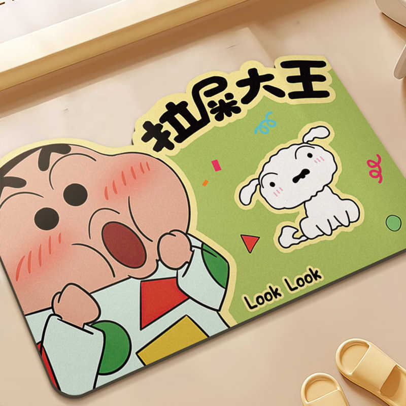 Cute Crayon Shin-chan Diatomaceous Earth Doormat Bathroom Entrance Water Absorption Quick-Dry Non-Slip Mat Household Bathroom Floor Mat S260207