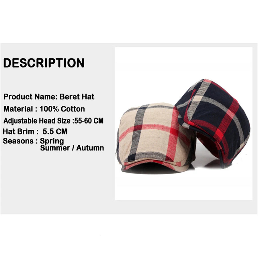 Men Women Classic Englad Style Plaid Berets Caps Casual Unisex Sports Caps Cotton Hats Boina Casquette Flat Cap Painter Cap 260205