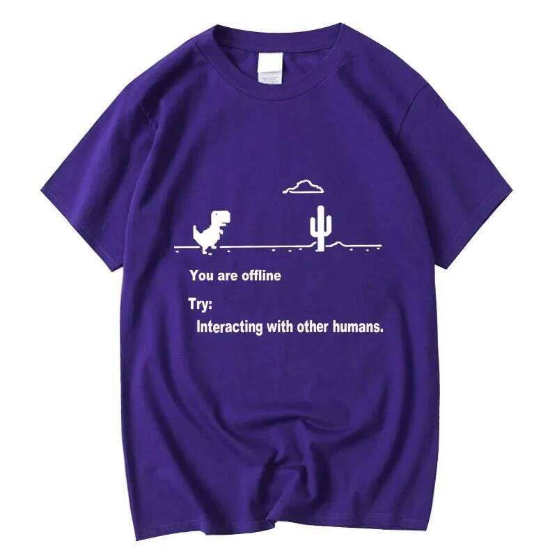 Men's High Quality 100% Cotton Funny Dinosaur Print T Shirt Loose O-neck Men Tshirt Short Sleeve T-shirt Male Tees Tops X260209