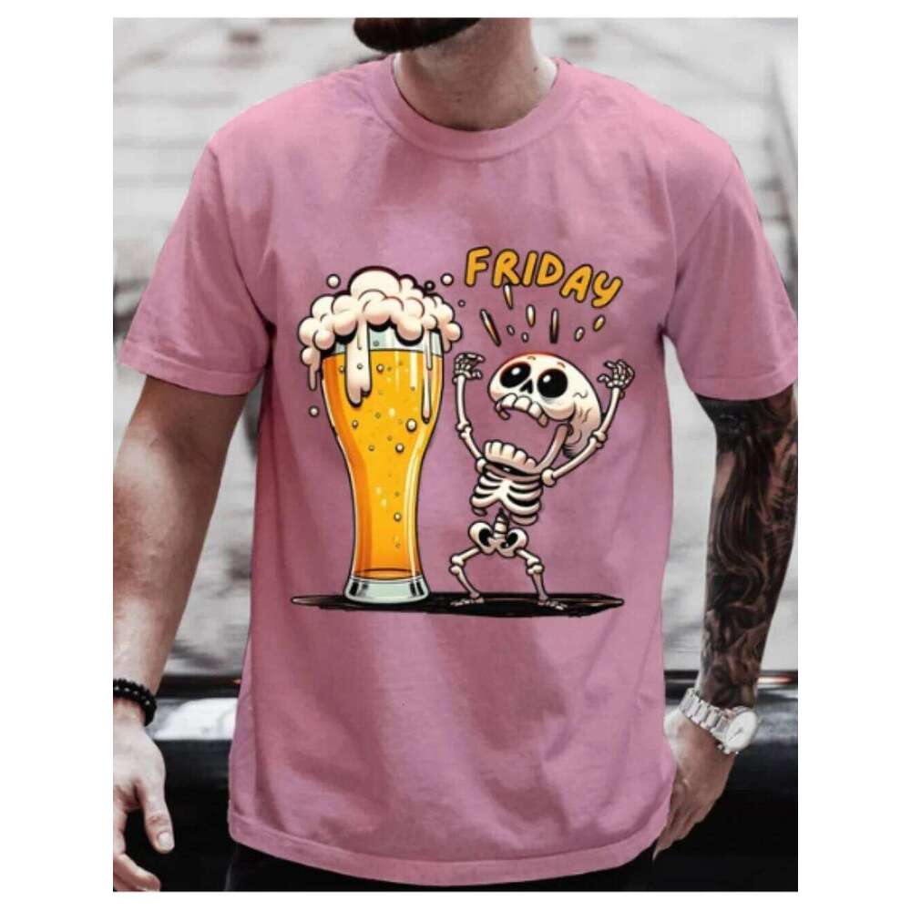 Male Fun Beer Pattern 3D Printed T-Shirt Summer Casual Fashion Round Neck Tops Breathable Short Sleeve Street Menswear Clothing X260209